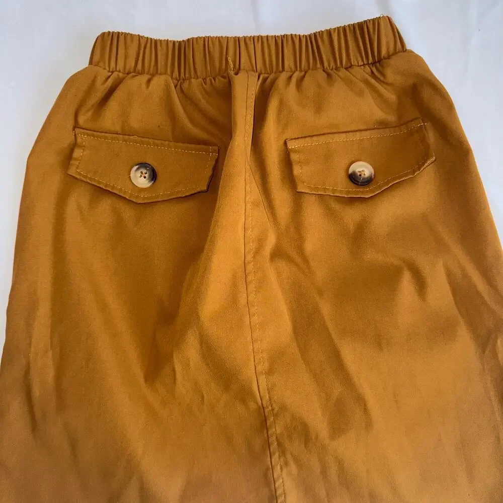 Shein Girls Midi Skirt Size 11-12Y‎ Orange/Brown